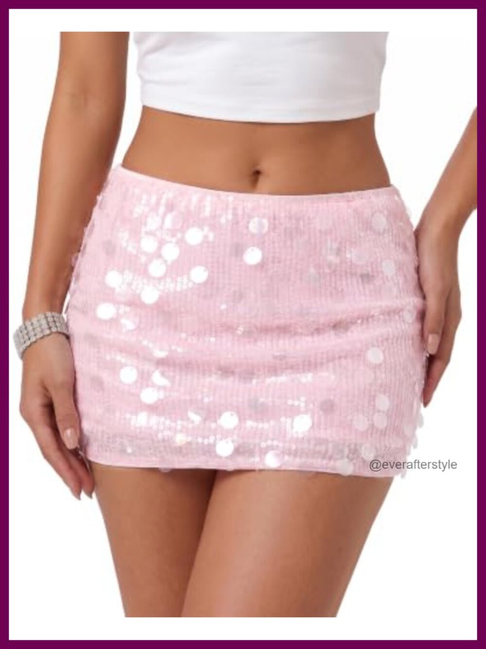 Sequin Bodycon Mini Skirt Low Waist Stretchy with Built-In Shorts Night